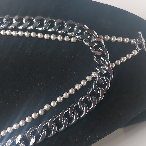 Simply Vera Simulated Pearl & Crystal Elongated Star Double Strand Necklace - Picture 6 of 17